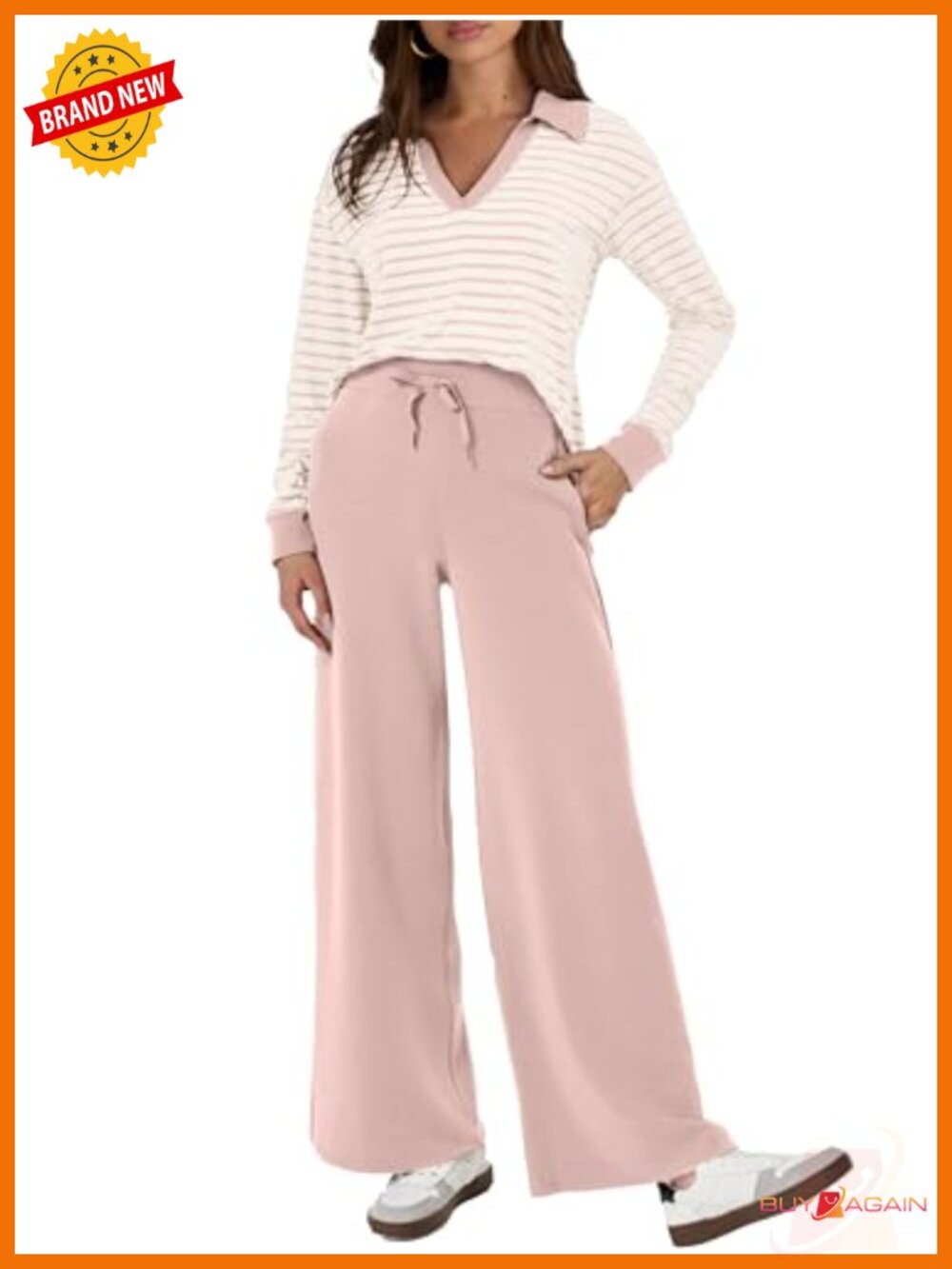 Women's 2 Piece Sweatsuit Set Long Sleeve Polo Top Wide Leg Pants Casual